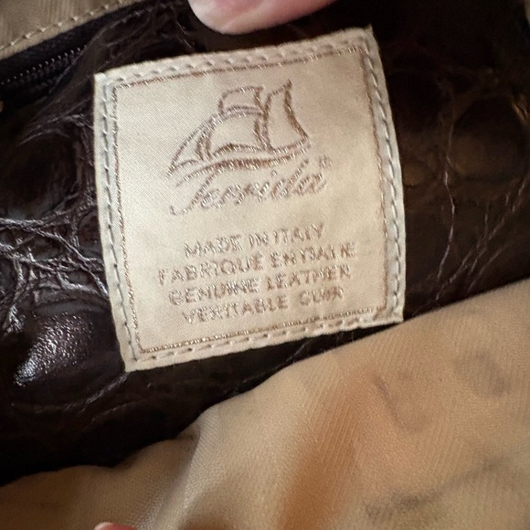 Terrida Crocodile Embossed Brown Handbag - Picture 2 of 2